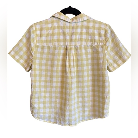 MADEWELL Woman's Cotton Linen Boxy Camp Shirt in Gingham Check, Size XS - Picture 2 of 7